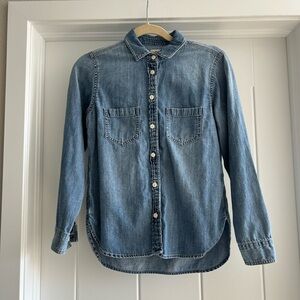 J. Crew Washed Denim Button-Front Shirt - Blue